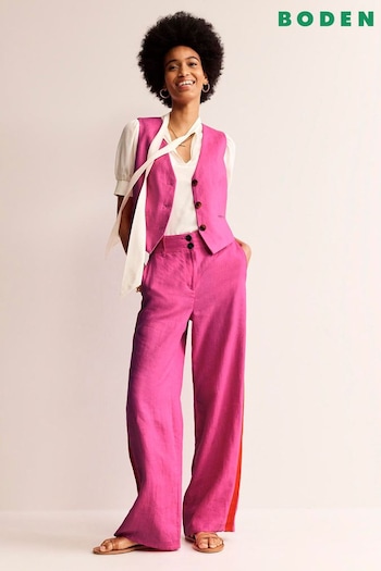Boden Pink Westbourne Linen Trousers (B16566) | £98