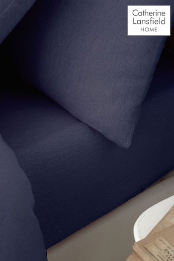 Catherine Lansfield Navy Blue Brushed 100% Cotton Fitted Sheet (B16619) | £12 - £20