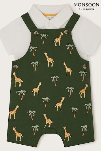 Monsoon Newborn Jungle Dungarees Set (B16698) | £30