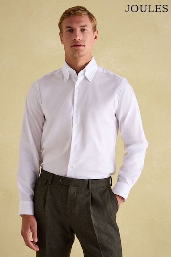 White Regular Fit Twill Single Cuff Oxford Shirt (B16786) | £49