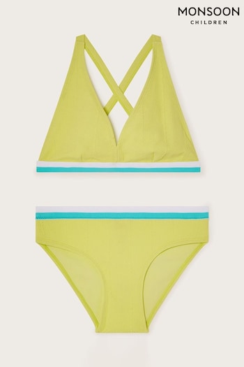 Monsoon Green Colour Block Bikini Set (B16798) | £20 - £22