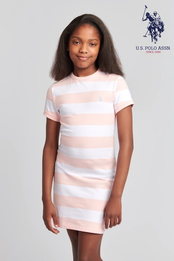 U.S. Polo fine-knit Assn. Girls Striped T-Shirt Dress (B16810) | £35 - £42