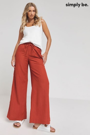 Simply Be Red Textured Wide Leg Trousers (B16941) | £28