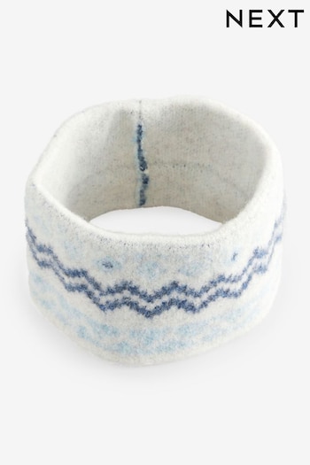 Cream/Blue Fair Isle Pattern Knitted Headband (B16989) | £12