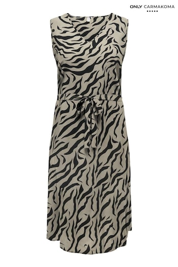 ONLY Curve Brown Zebra Print V-Neck Tie Front Dress (B17026) | £38