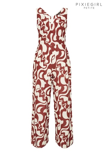 PixieGirl Petite Red Swirl Wide Leg Jumpsuit (B17079) | £39