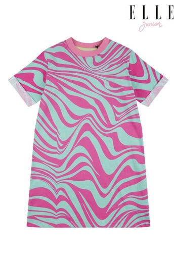 ELLE Junior Girls Pink Wave T-Shirt Dress (B17129) | £25 - £30