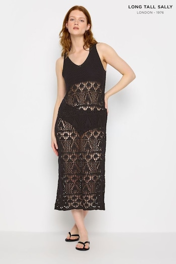 Long Tall Sally Black Tall Crochet Midi Beach Dress (B17164) | £34