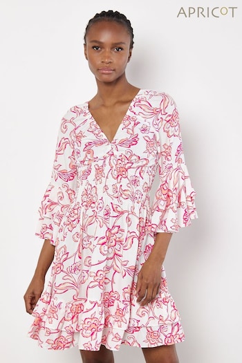 Apricot Pink Sarasa Deep V-Short Dress (B17165) | £35