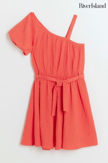 River Island Pink Girls One Shoulder koko Dress (B17202) | £21