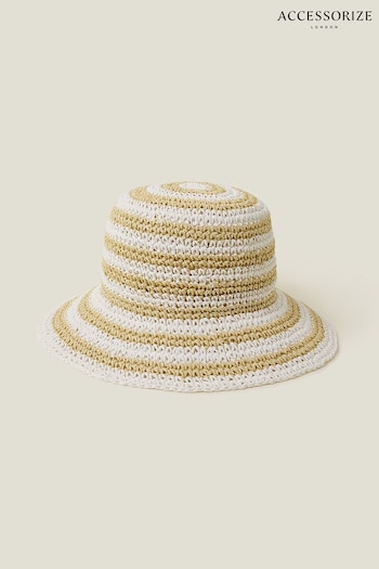 Accessorize Natural Stripe Bucket Hat (B17229) | £22