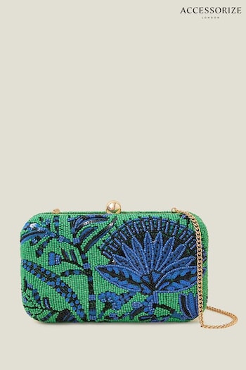 Accessorize Green Embellished Hardcase Clutch Bag (B17280) | £55