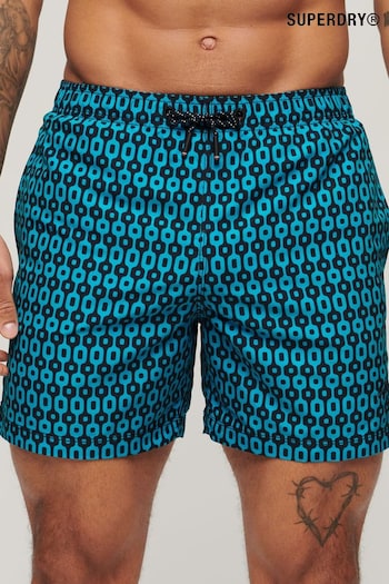 Superdry Blue Printed 15 Inch Recycled Swim Shorts (B17428) | £45
