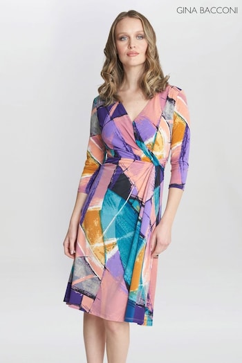 Gina Bacconi Multi Becky Jersey Wrap Dress (B17477) | £130