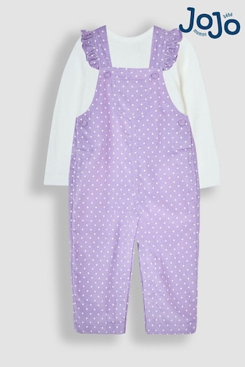 JoJo Maman Bébé Lilac Frill Cord Dungarees And Top Set (B17534) | £30