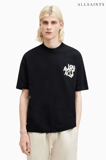 All Saints Black Orlando Short Sleeve Crew Neck T-Shirt (B17570) | £55