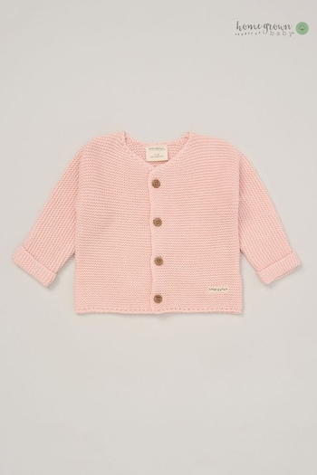 Homegrown Pink Organic Cotton Knitted Cardigan (B17576) | £18
