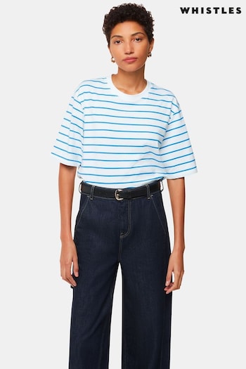 Whistles Blue Stripe Short Sleeve T-Shirt (B17579) | £49