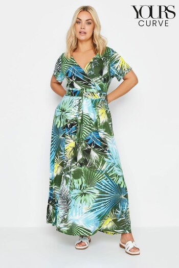 Yours Curve Blue Tiered Wrap Dress (B17597) | £37