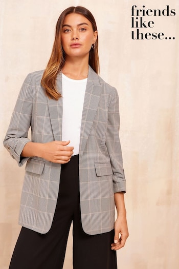 Friends Like These Grey Petite Edge to Edge Button Detail Blazer (B17691) | £49