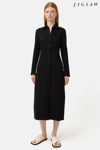 Jigsaw Textured Jersey Black Shirt Dress (B17729) | £145