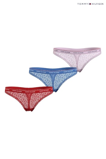 Tommy Stripe Hilfiger Red Lace Thongs 3 Pack (B17857) | £41