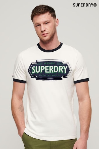 Superdry White Ringer Workwear Graphic T-Shirt (B17875) | £30