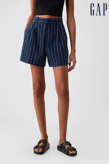 Gap Blue Stripe 4" Linen Cotton Everyday Shorts sort (B17910) | £30