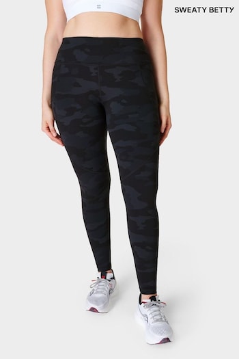 Sweaty Betty Ultra Black Camo Print Full Length Power Workout jeans Leggings (B17922) | £88