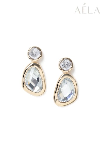 Aela Gold Tone Rhinestone Double Drop Earrings (B17943) | £14