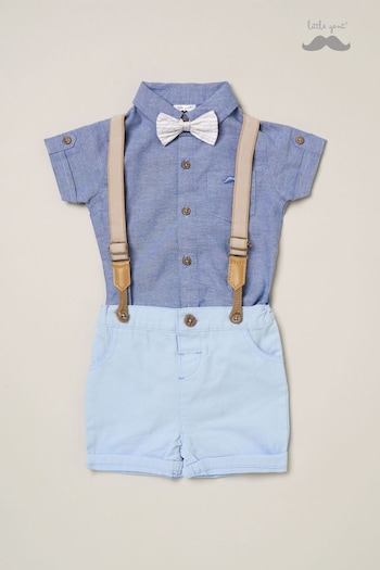 Little Gent Blue Shirt Bodysuit Bowtie Shirt and Short Set (B20031) | £28