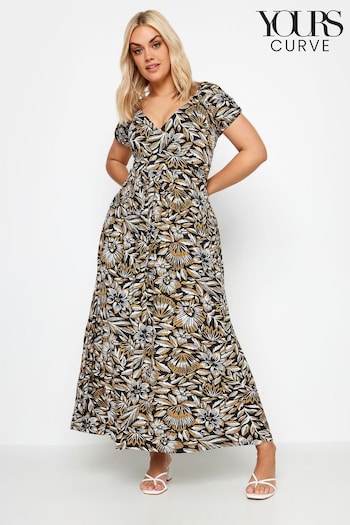 Yours Curve Black Floral Print Tiered Maxi Dress (B20072) | £37