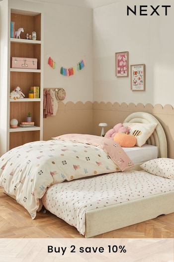 Soft Cosy Bouclé Ivory Kids Rainbow Upholstered Trundle Bed (B20192) | £635