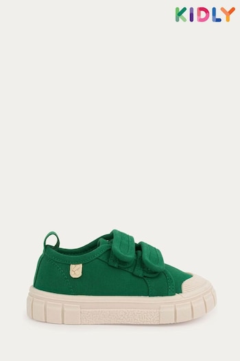 KIDLY Green Plain Canvas Trainers (B20270) | £24