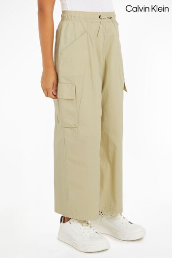 Calvin Klein Green Wide Leg Cargo Contrast Trousers (B20318) | £60 - £75