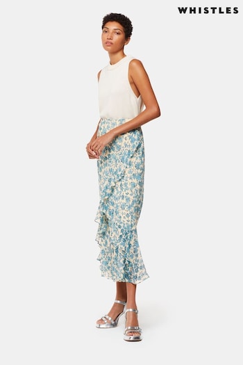 Whistles Blue Shaded Floral Midi Skirt (B20323) | £129