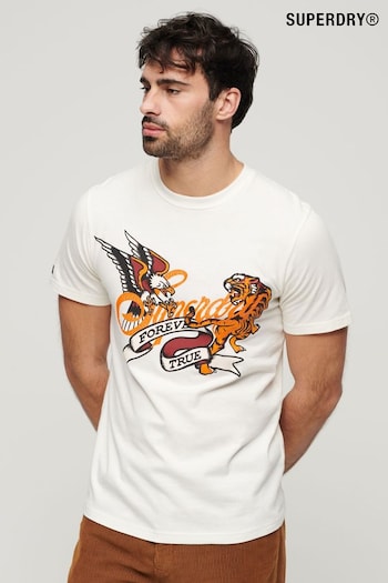 Superdry White Tattoo Script T-Shirt (B20337) | £30