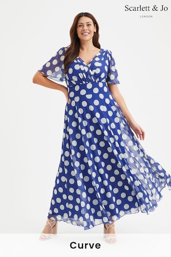 Scarlett & Jo Blue Isabelle Angel Sleeve Maxi Dress (B20358) | £95