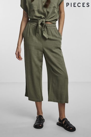 PIECES Green Linen Blend Co-Ord Trousers (B20412) | £35