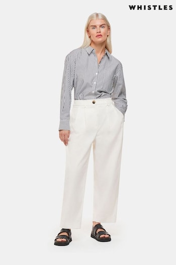 Whistles Petite Bethany Cotton Barrel White Trousers (B20534) | £99