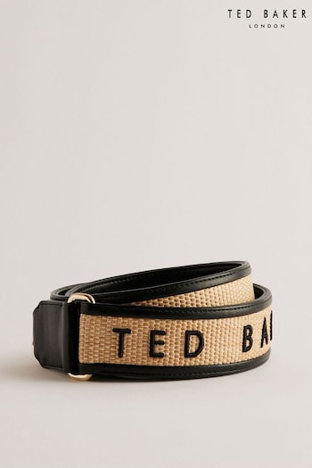 Ted Baker Black Raffias Branded Faux Fur Raffia Embroidery Strap Bag (B20549) | £50