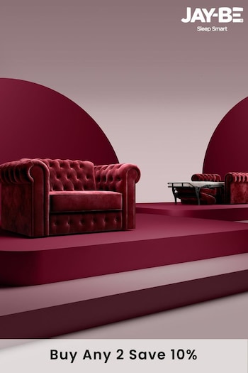 Jay-Be Luxe Velvet Shiraz Red Chesterfield Snuggle Sofa Bed (B20573) | £3,500