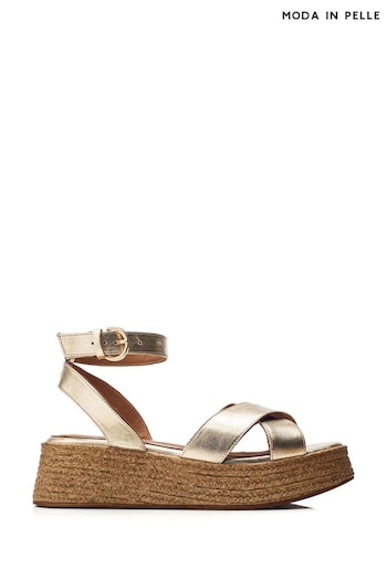 Moda in Pelle Gold Pashyn Wedge Srappy Sandals (B20597) | £89