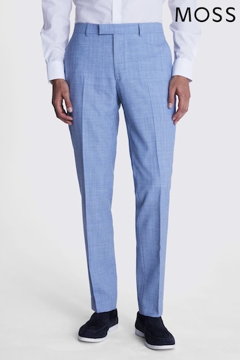 MOSS Slim Fit Sky Blue Marl Trousers (B20601) | £100