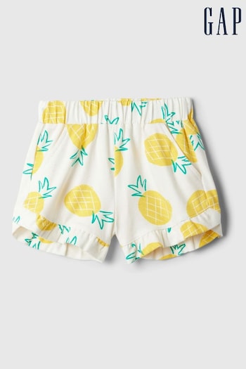 Gap White/Yellow Print Mix and Match Pull On Baby Ruffle cotton Shorts (Newborn-5yrs) (B20609) | £8
