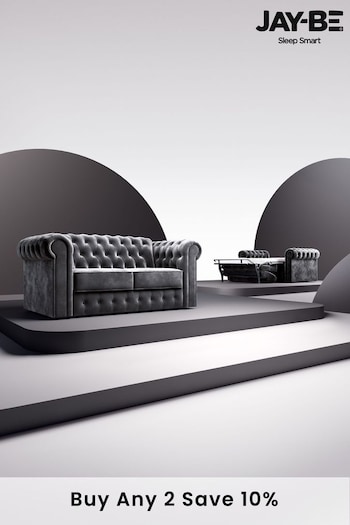 Jay-Be Luxe Velvet Steel Grey Chesterfield 2 Seater Sofa Bed (B20663) | £4,000