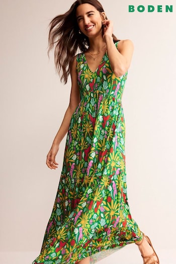 Boden Green Sylvia Jersey Maxi Tier Dress (B20811) | £98