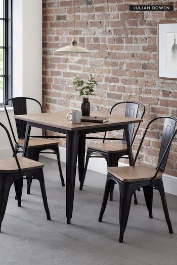 Julian Bowen Mocha Elm Black Grafton Metal Chairs Set Of 4 (B20818) | £245