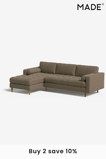 MADE.COM Textured Weave Moss Green Scott Right Hand Facing Corner Sofa (B20828) | £1,775