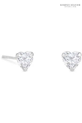 Simply Silver Silver Cubic Zirconia Heart Stud Earrings (B20883) | £8